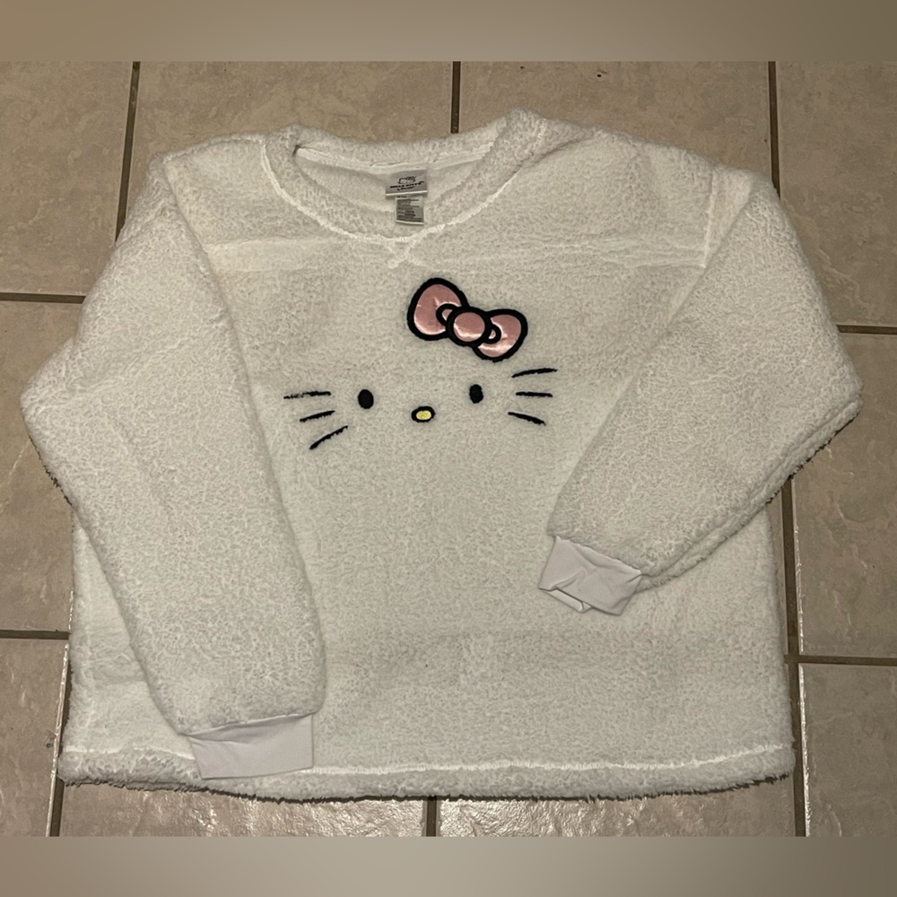 Hello Kitty Women's White Cozy Soft Plush Top‎ & Pink pants Pajamas Set Large